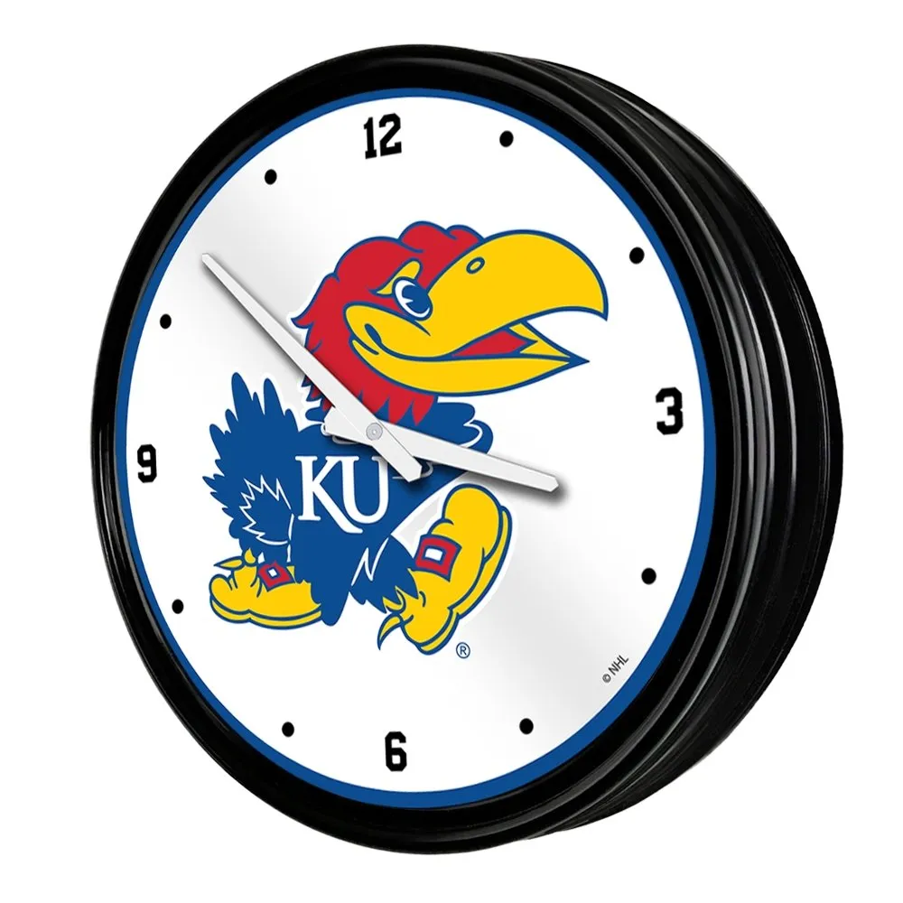 Kansas Jayhawks: Retro Lighted Wall Clock