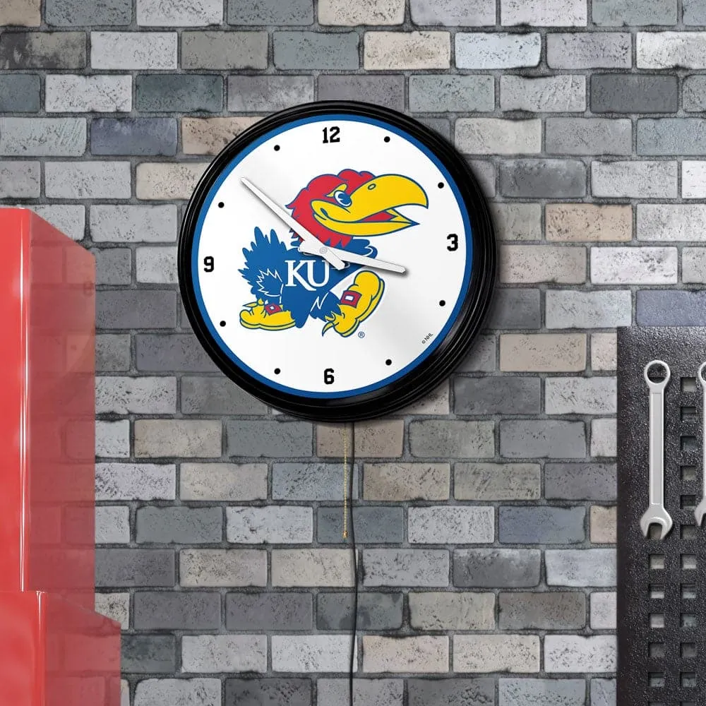 Kansas Jayhawks: Retro Lighted Wall Clock