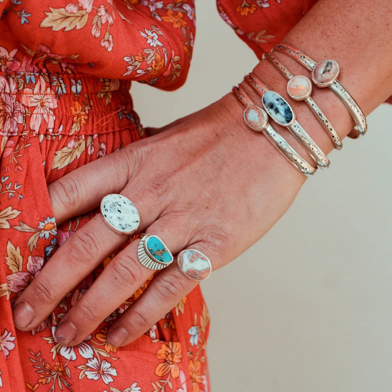 Kingman Turquoise Fan Ring #1 - Size 6.5
