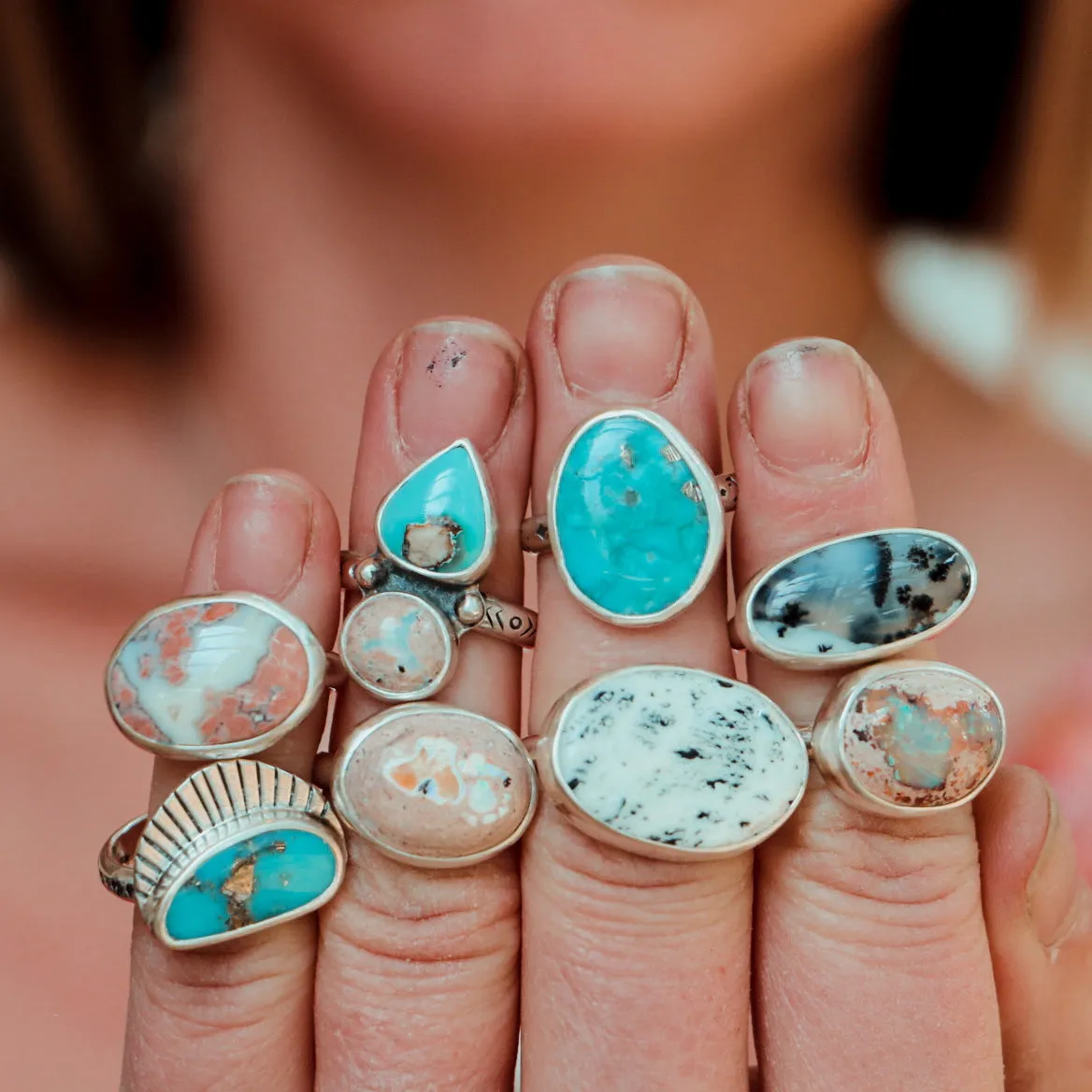Kingman Turquoise Fan Ring #1 - Size 6.5