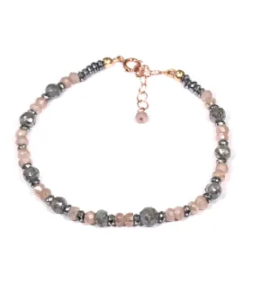 Labradorite Blush Moonstone Rose Gold Beaded Stacking Bracelet