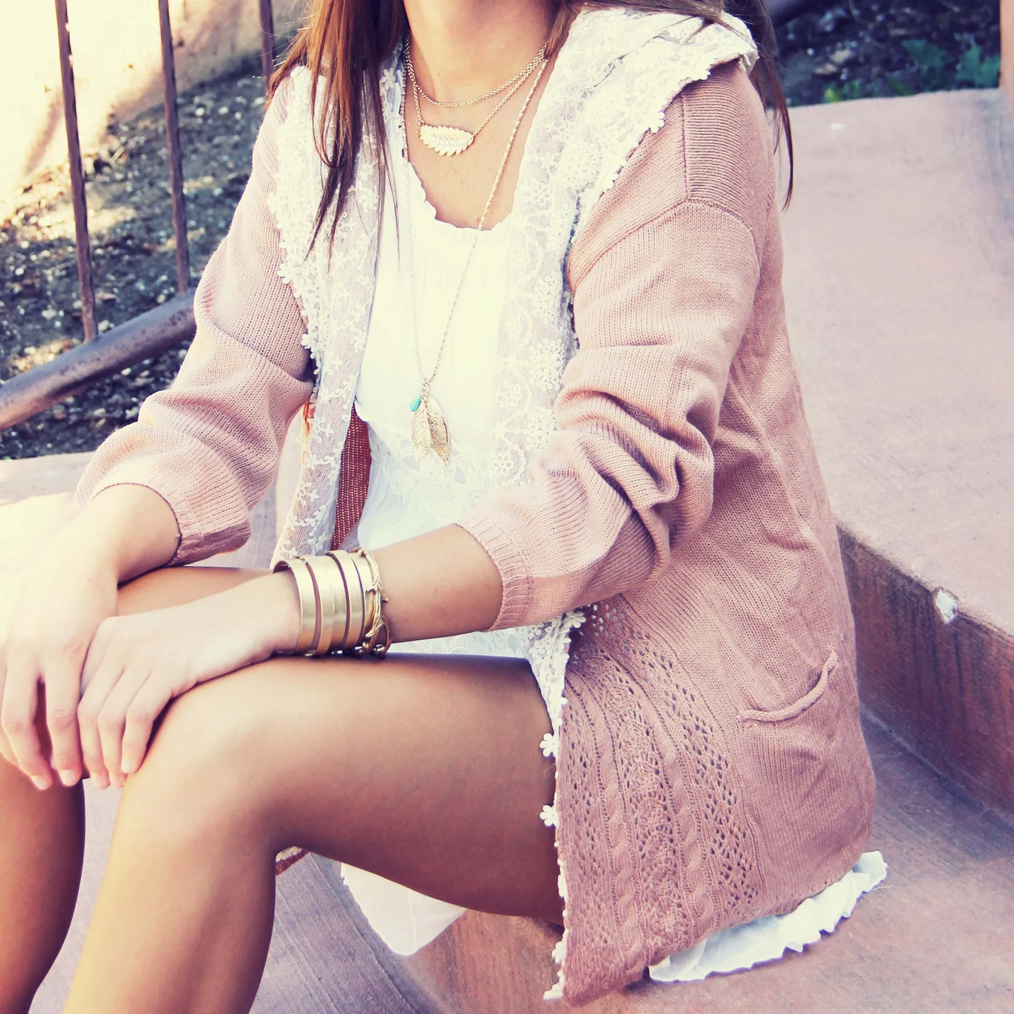 Laced Moon Hoodie in Pink
