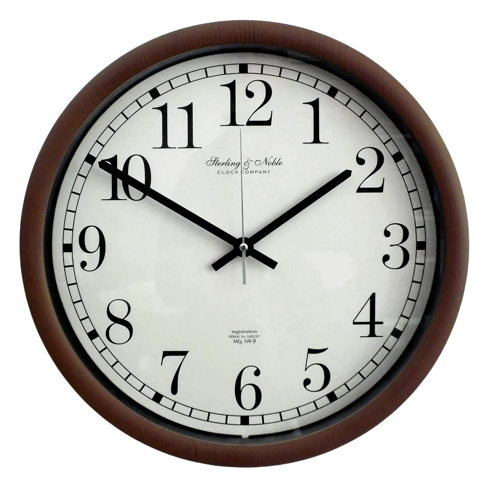 Large Round Viintage Style Quartz Wall Clock with Wooden Effect Finish