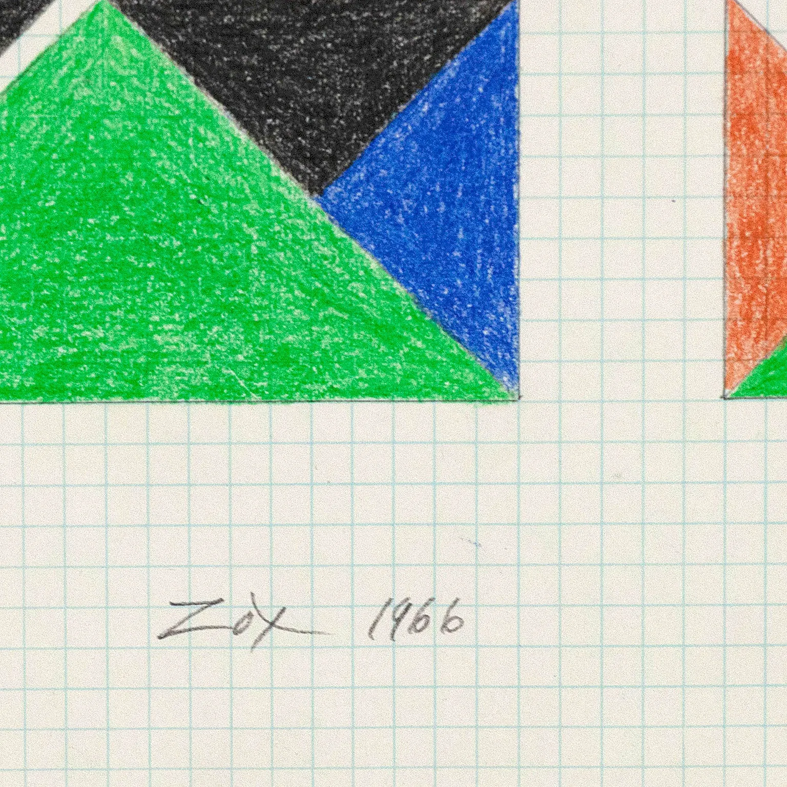 LARRY ZOX "TEAL TOP" DRAWING, 1966