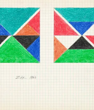 LARRY ZOX "TEAL TOP" DRAWING, 1966
