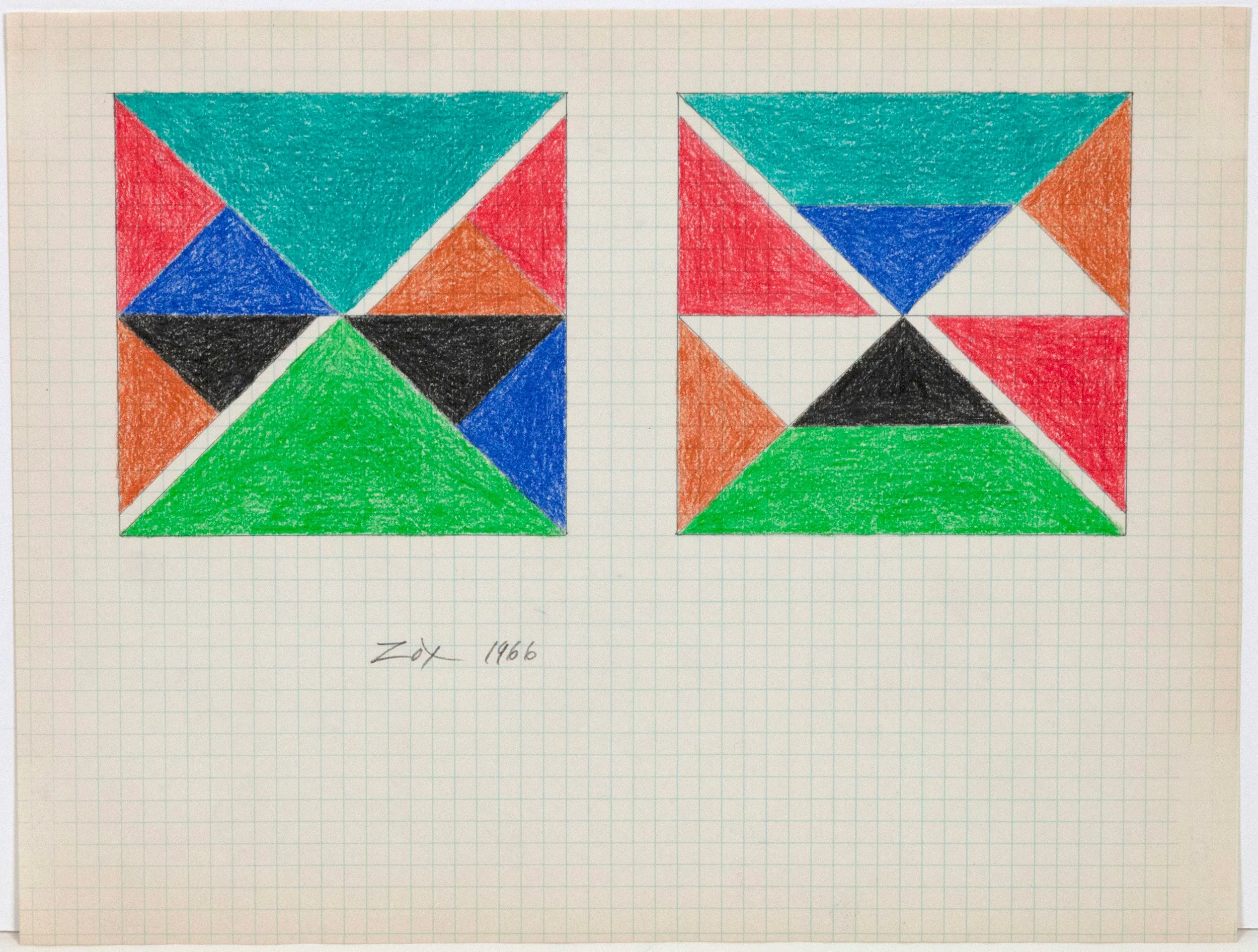 LARRY ZOX "TEAL TOP" DRAWING, 1966