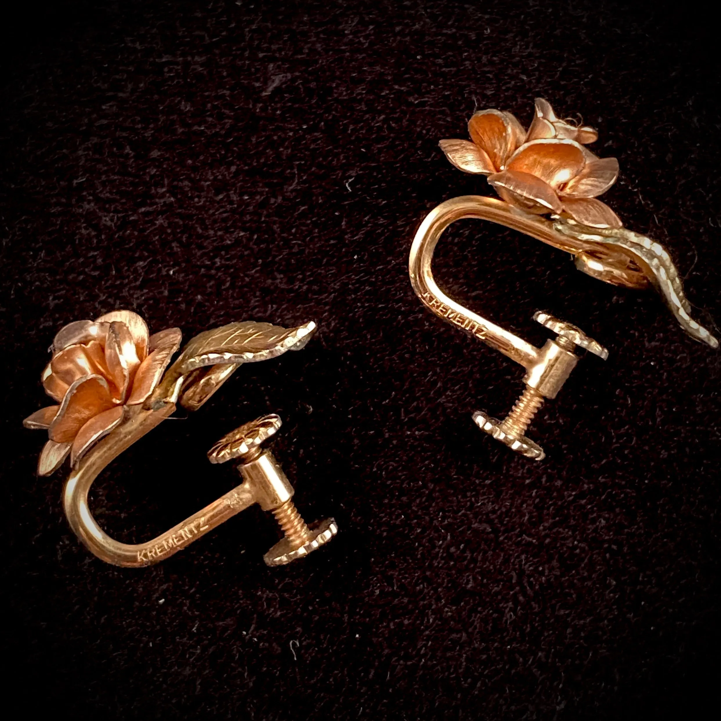 Late 50s/ Early 60s Krementz Rose Earrings
