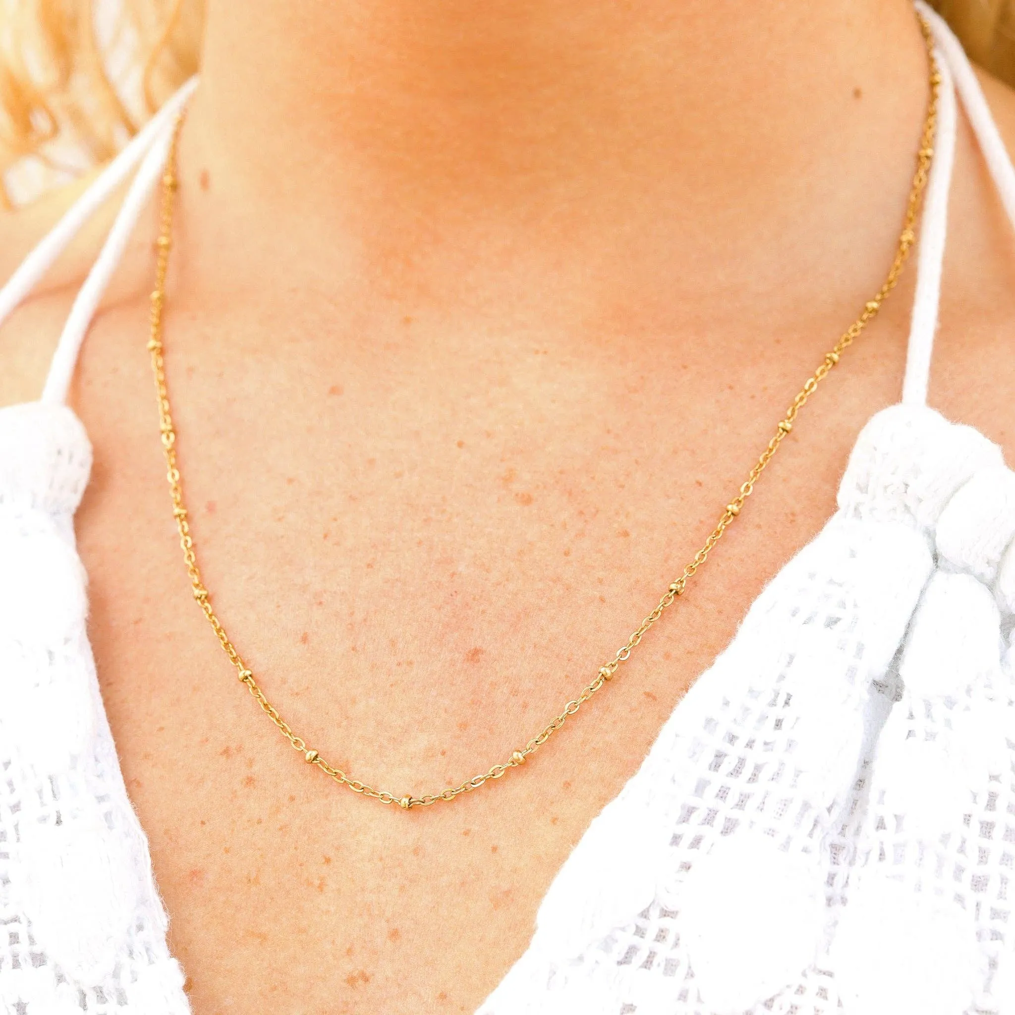 Lauren 18K Gold PVD and Stainless Steel PVD Satellite Chain Necklace