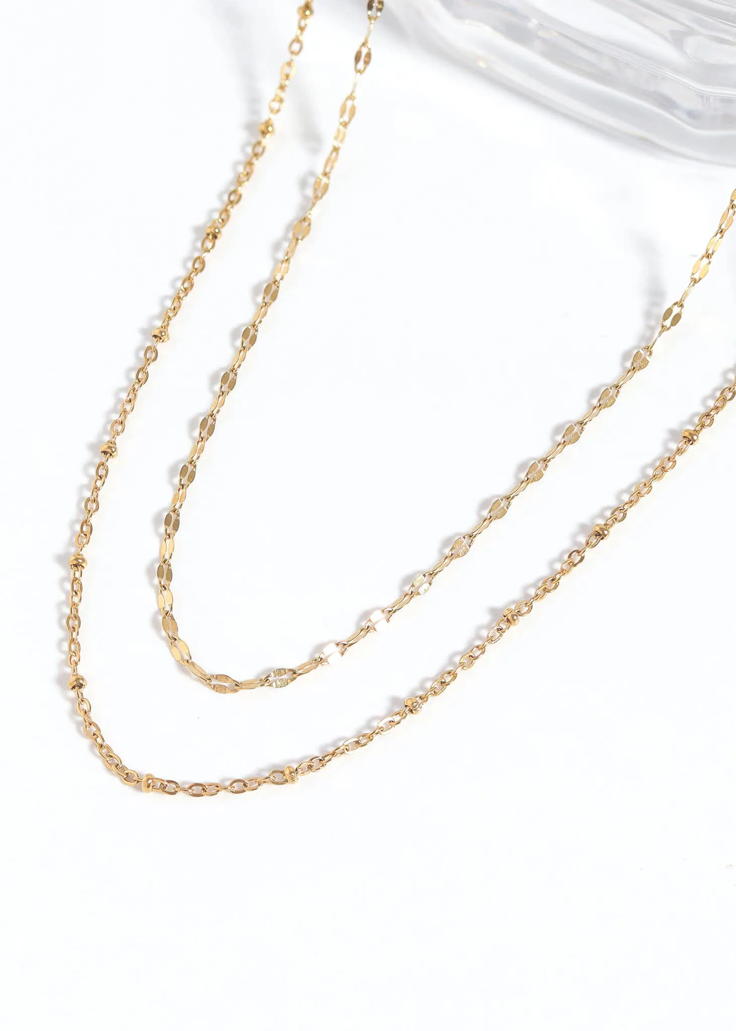 Lauren 18K Gold PVD and Stainless Steel PVD Satellite Chain Necklace