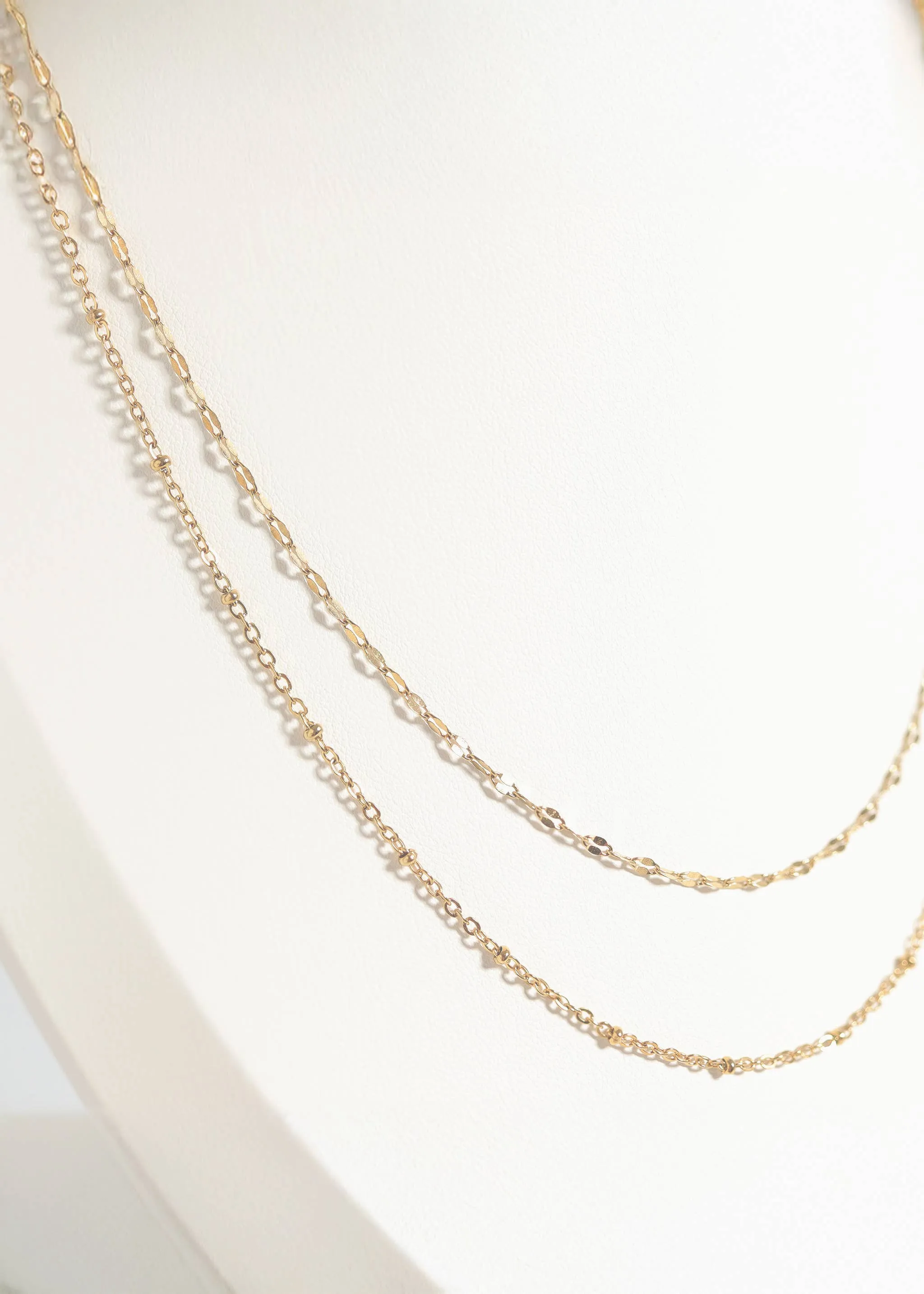 Lauren 18K Gold PVD and Stainless Steel PVD Satellite Chain Necklace