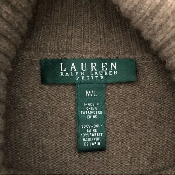 Lauren Ralph Lauren Sweater Short Sleeve Turtle Neck Wool Rabbit Hair Size M/L