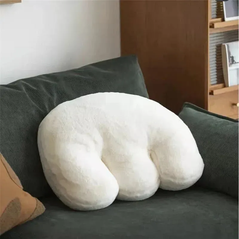 Letter Shaped Accent Faux Wool Pillow