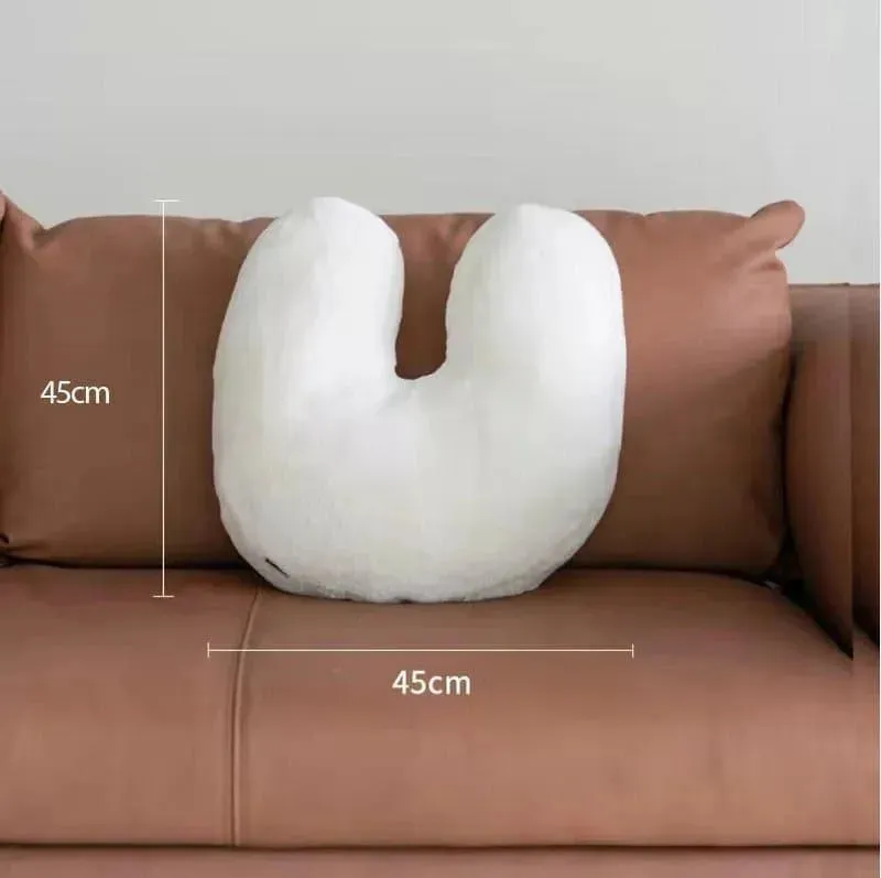 Letter Shaped Accent Faux Wool Pillow
