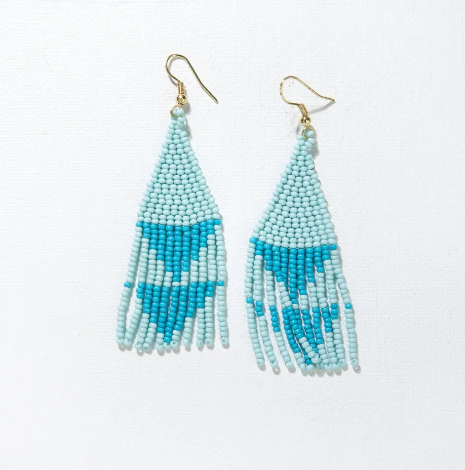 Lt Blue w/ Turquoise Triangles Earrings