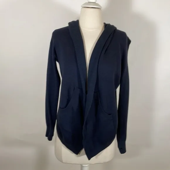 Lululemon Wool Blend Wrap Sweater Navy Blue, Size 4 #405