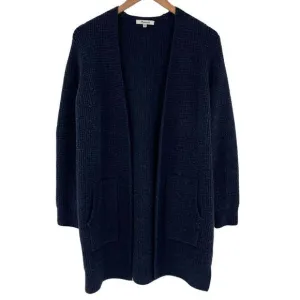 Madewell Wafflestitch Cardigan Sweater Pockets Long Cozy Women XS Navy H0780