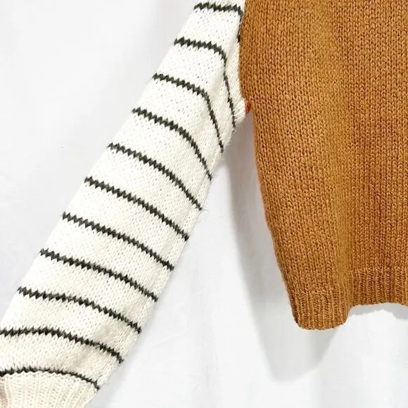 Madewell Balloon-Sleeve Pullover Sweater Colorblock XS Alpaca Wool blend Pink