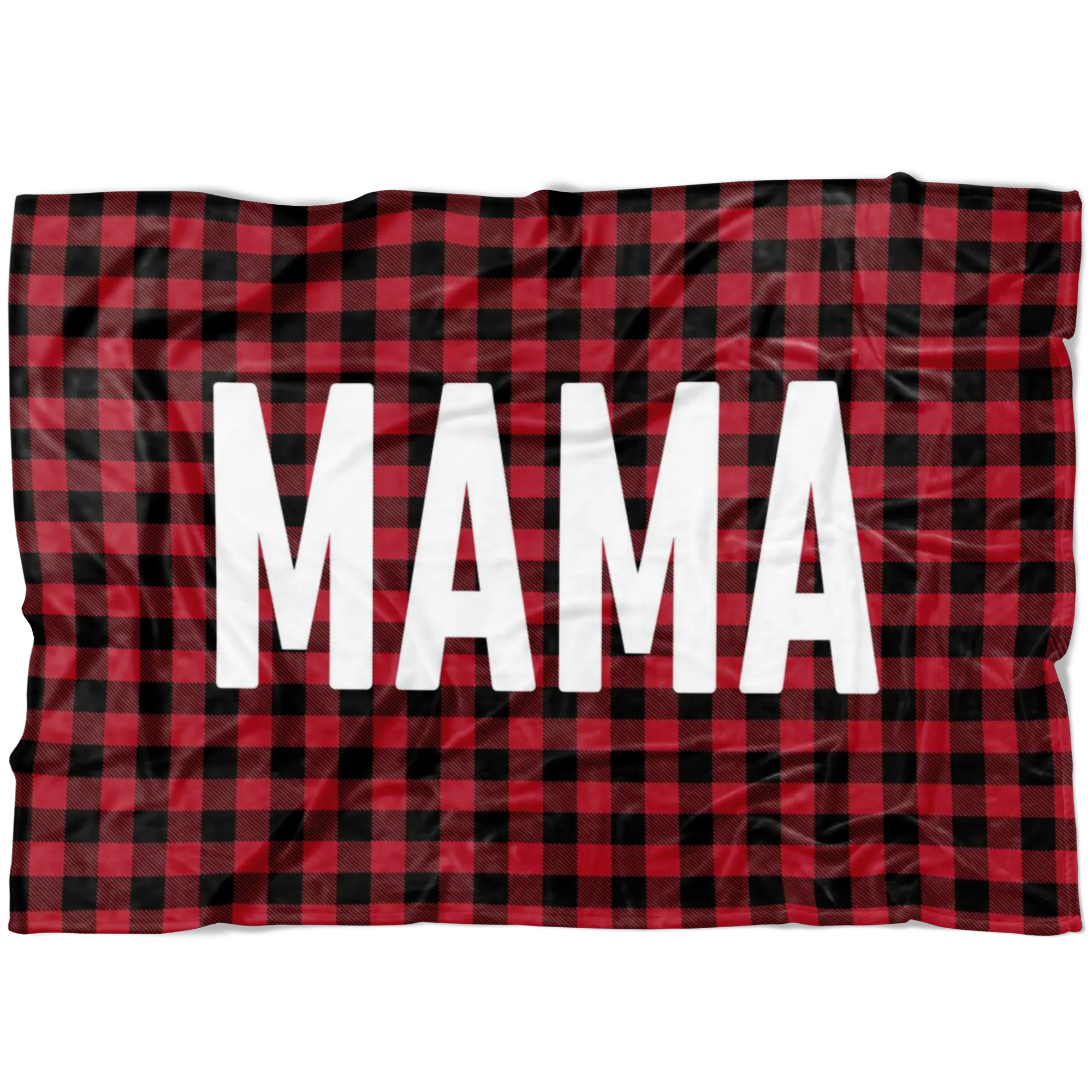 MAMA Buffalo Plaid Fleece Blanket
