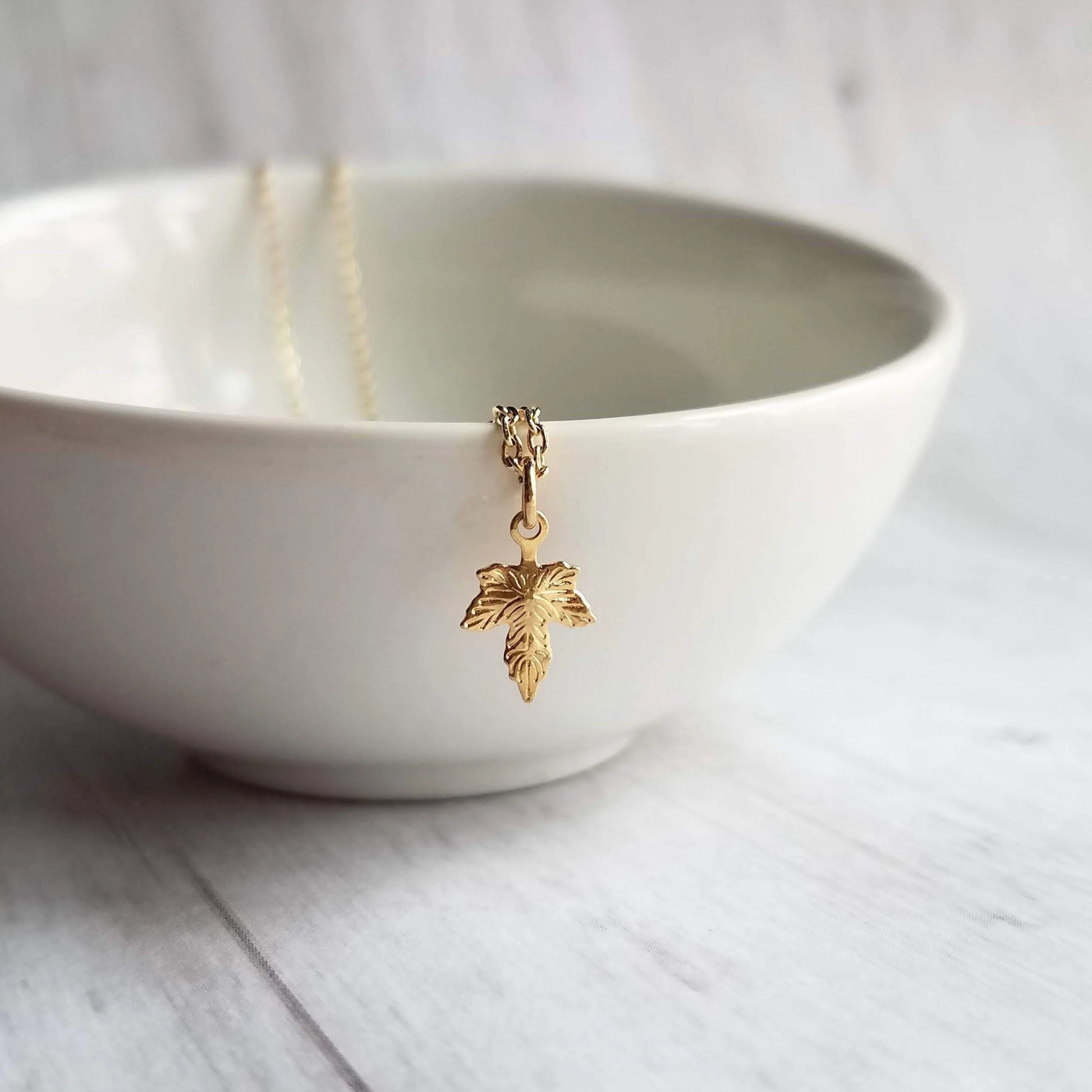 Maple Leaf Necklace, tiny gold leaf, leaf pendant, gold leaf charm, delicate necklace, 14K gold fill chain opt, Toronto necklace autumn gift