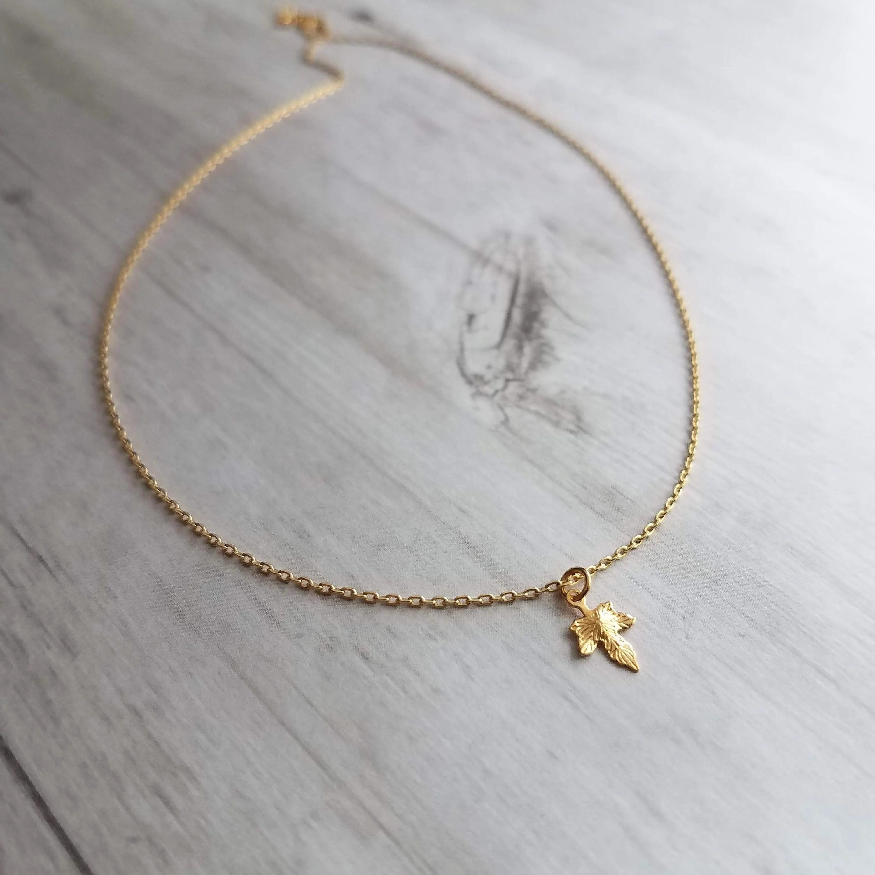 Maple Leaf Necklace, tiny gold leaf, leaf pendant, gold leaf charm, delicate necklace, 14K gold fill chain opt, Toronto necklace autumn gift