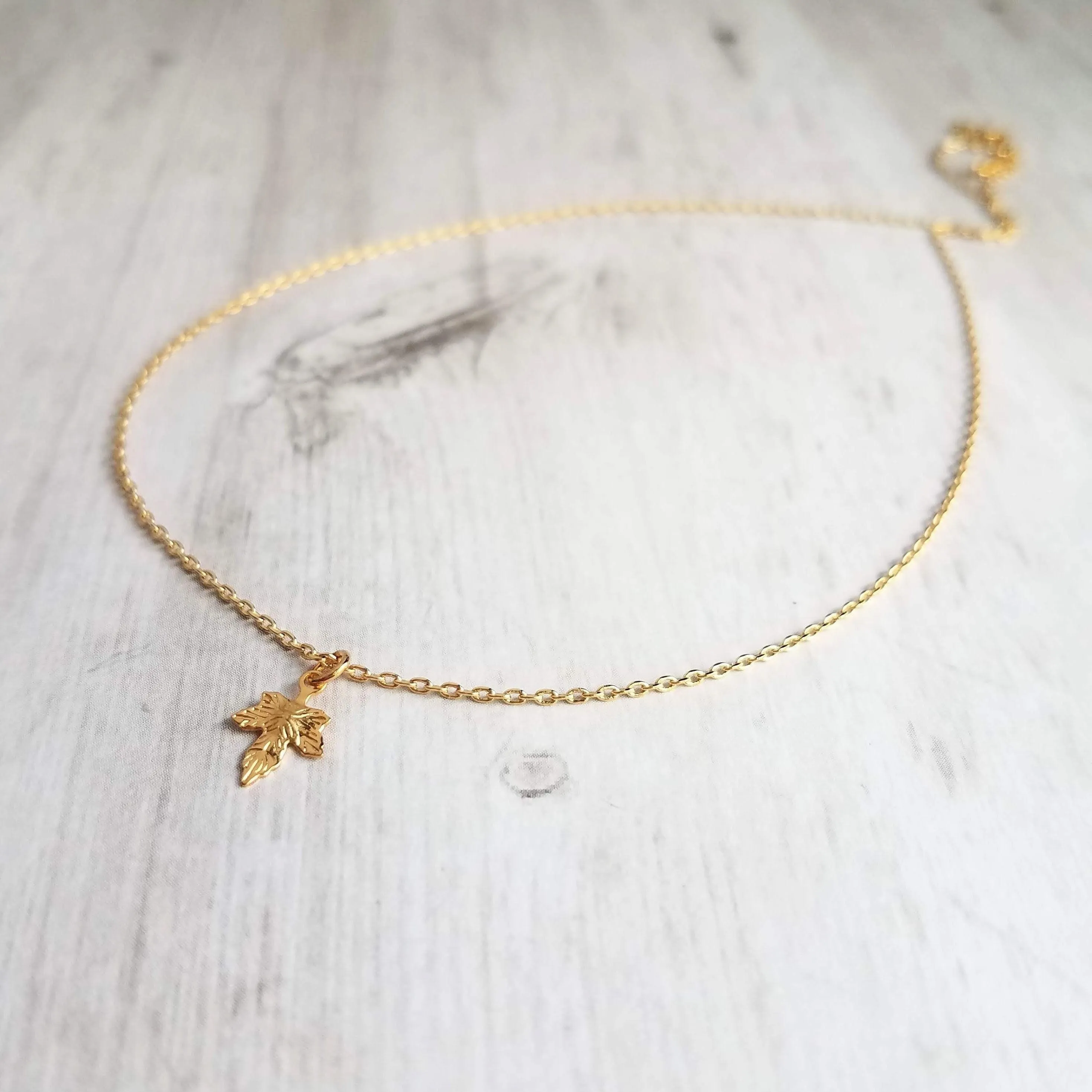 Maple Leaf Necklace, tiny gold leaf, leaf pendant, gold leaf charm, delicate necklace, 14K gold fill chain opt, Toronto necklace autumn gift
