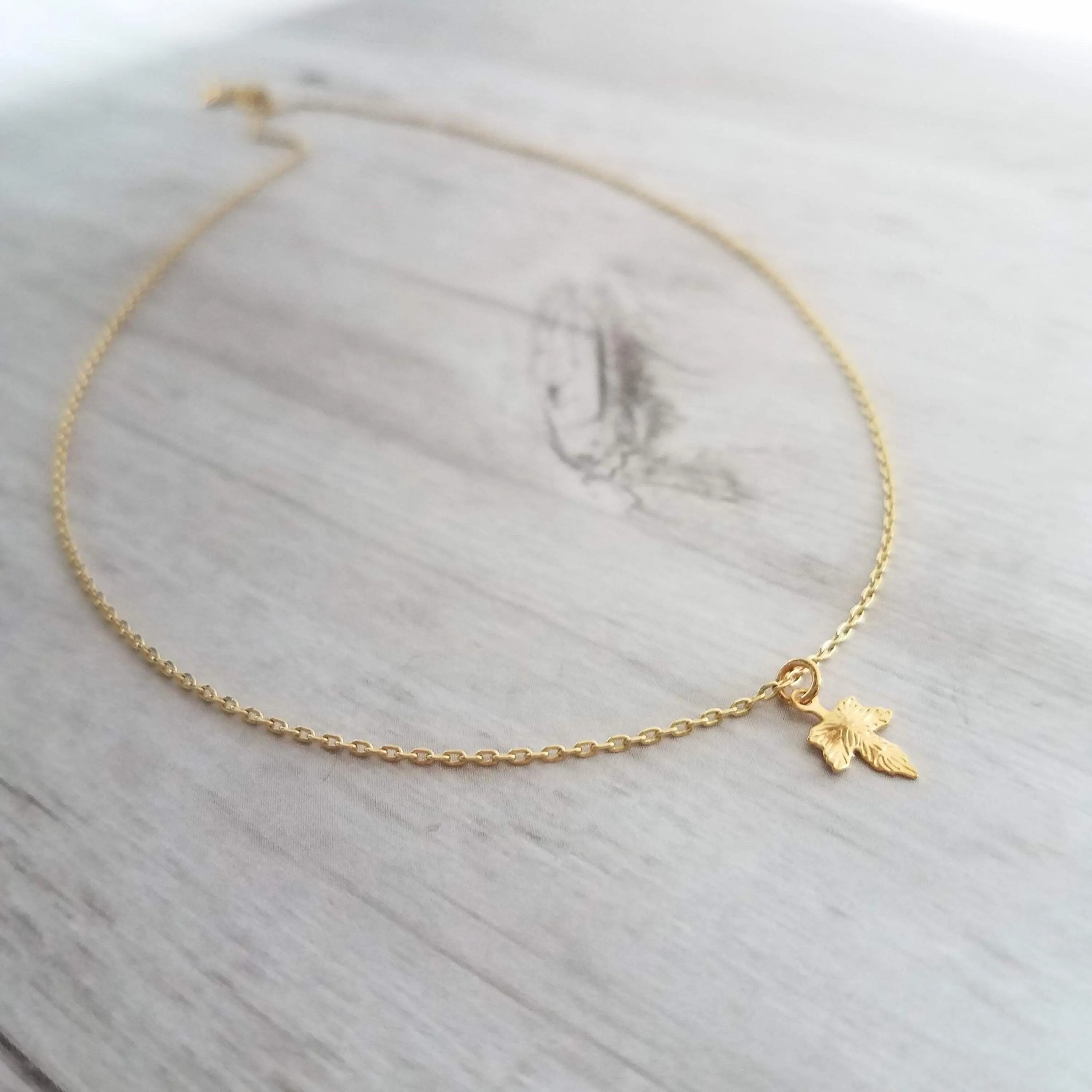 Maple Leaf Necklace, tiny gold leaf, leaf pendant, gold leaf charm, delicate necklace, 14K gold fill chain opt, Toronto necklace autumn gift