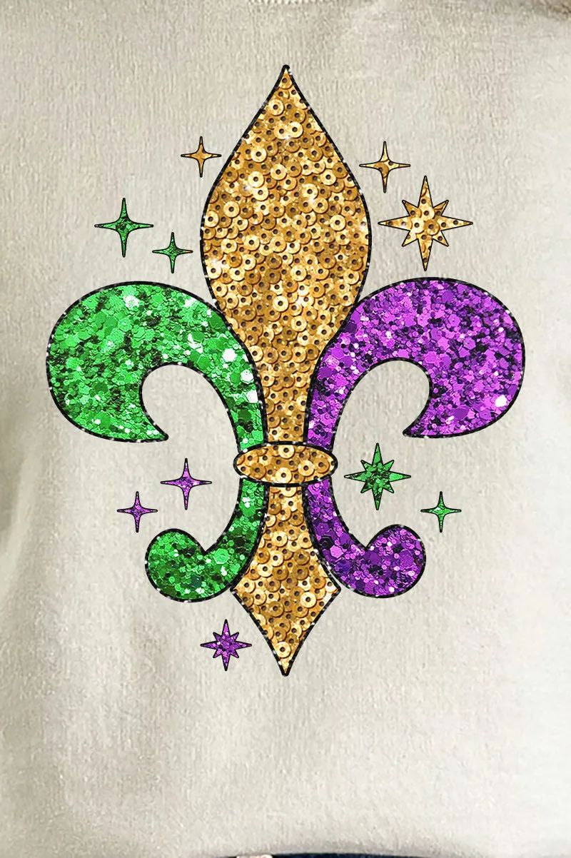 Mardi Gras Fleur De Lis Faux Sequin Transfer Unisex NuBlend Crew Sweatshirt