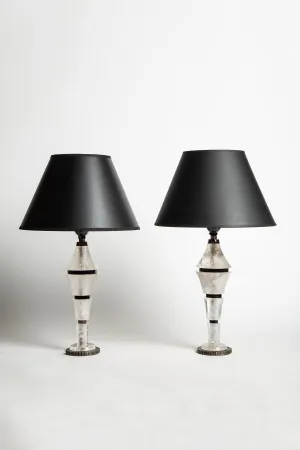 MAXFIELD PRIVATE COLLECTION | BLACK PAGODE ROCK CRYSTAL LAMP
