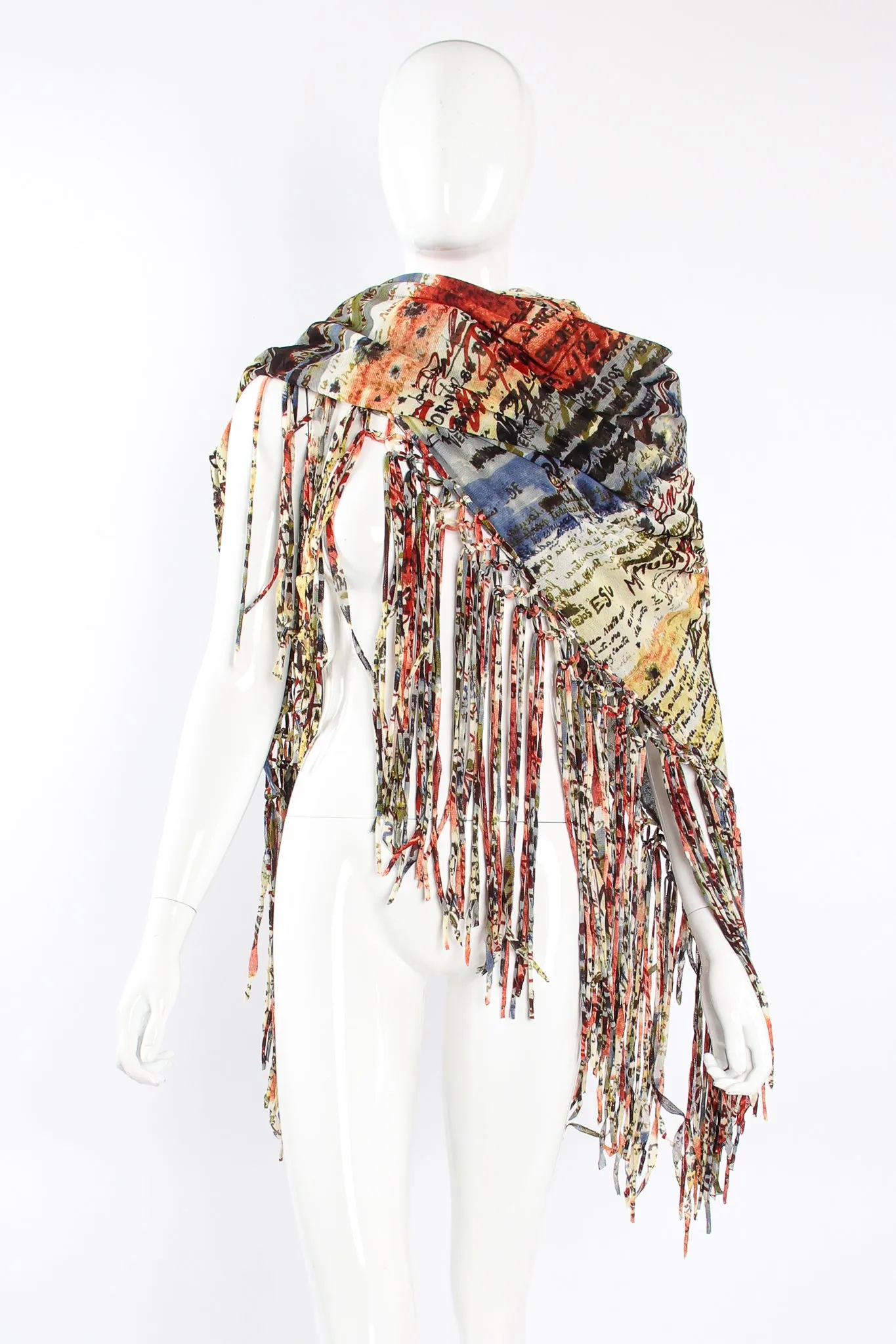 Mesh Calligraphy Watercolor Shawl