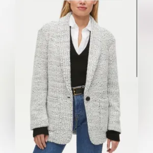 Michael Stars Macey Blazer Cardigan, Shawl Collar, Patch Pockets, Black &amp; White