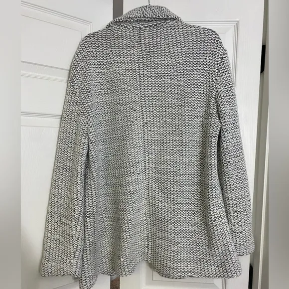 Michael Stars Macey Blazer Cardigan, Shawl Collar, Patch Pockets, Black &amp; White