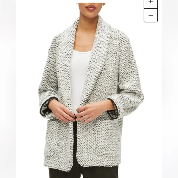 Michael Stars Macey Blazer Cardigan, Shawl Collar, Patch Pockets, Black &amp; White