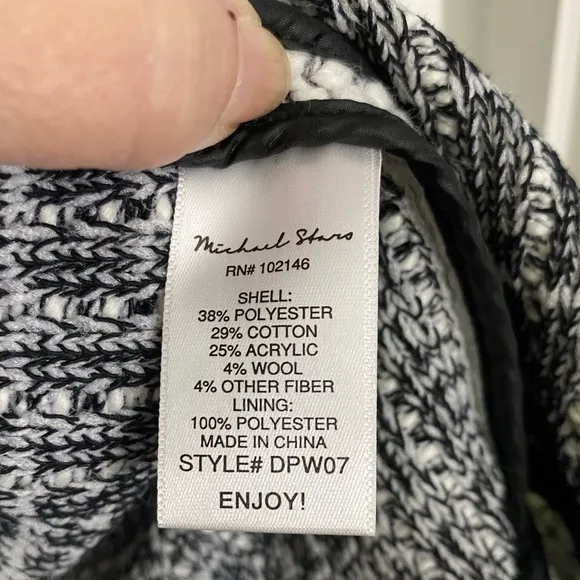 Michael Stars Macey Blazer Cardigan, Shawl Collar, Patch Pockets, Black &amp; White