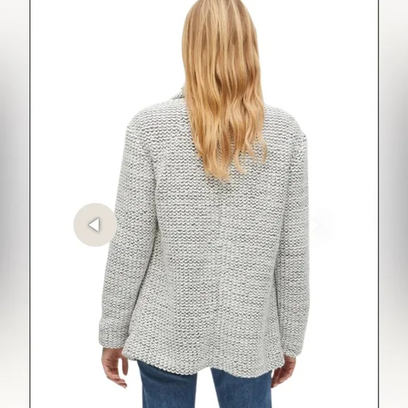 Michael Stars Macey Blazer Cardigan, Shawl Collar, Patch Pockets, Black &amp; White