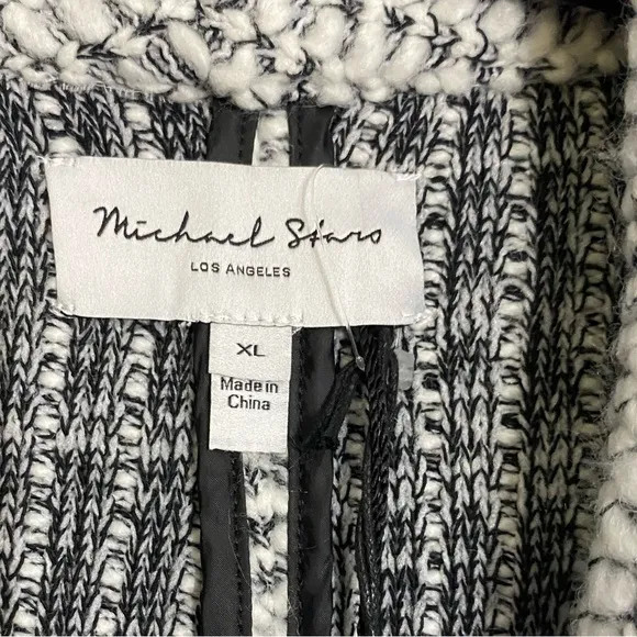 Michael Stars Macey Blazer Cardigan, Shawl Collar, Patch Pockets, Black &amp; White
