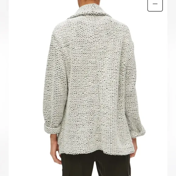 Michael Stars Macey Blazer Cardigan, Shawl Collar, Patch Pockets, Black &amp; White