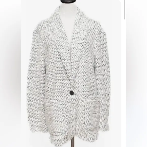 Michael Stars Macey Blazer Cardigan, Shawl Collar, Patch Pockets, Black &amp; White