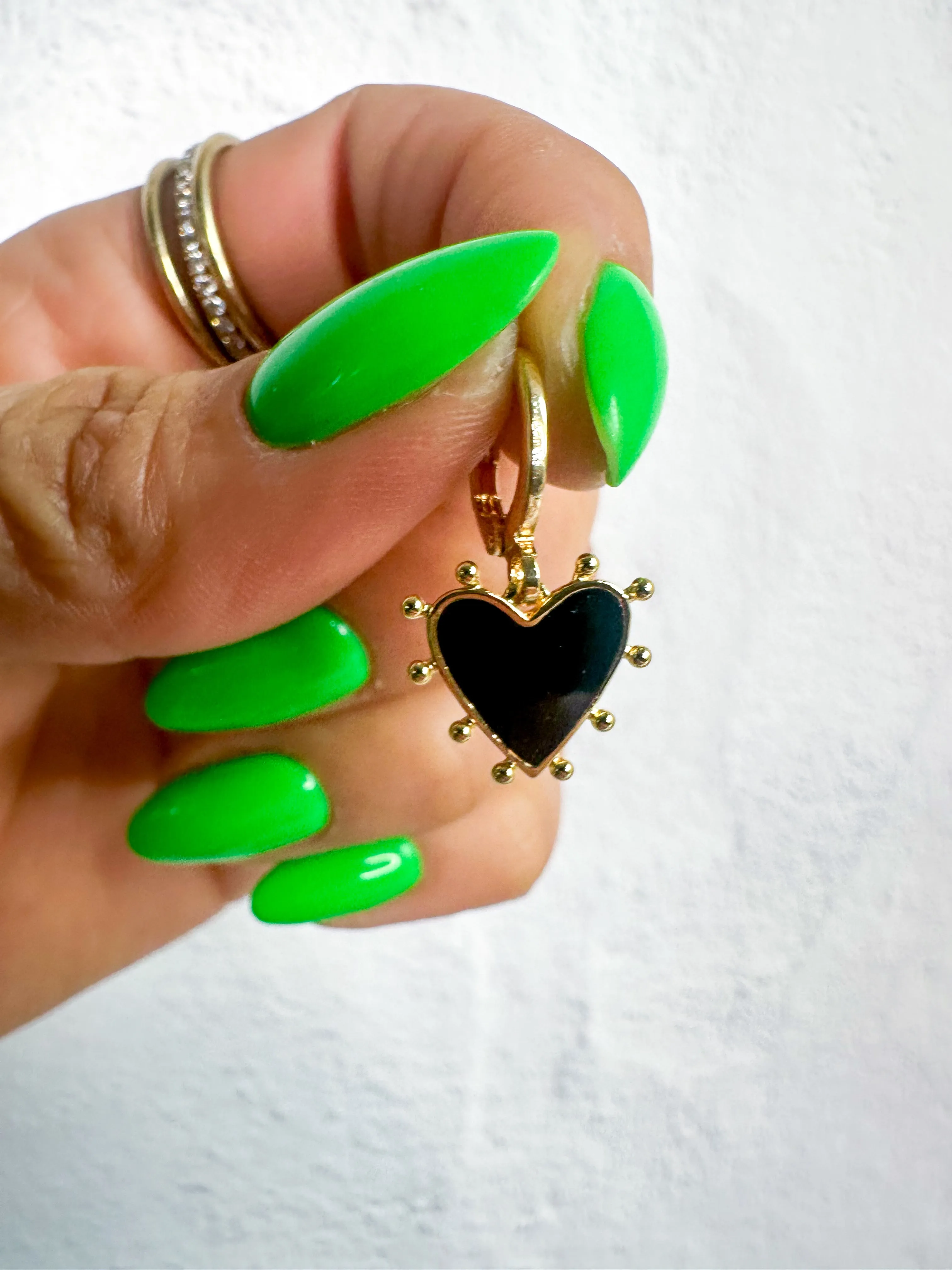 Midnight Heart Hoop Earrings