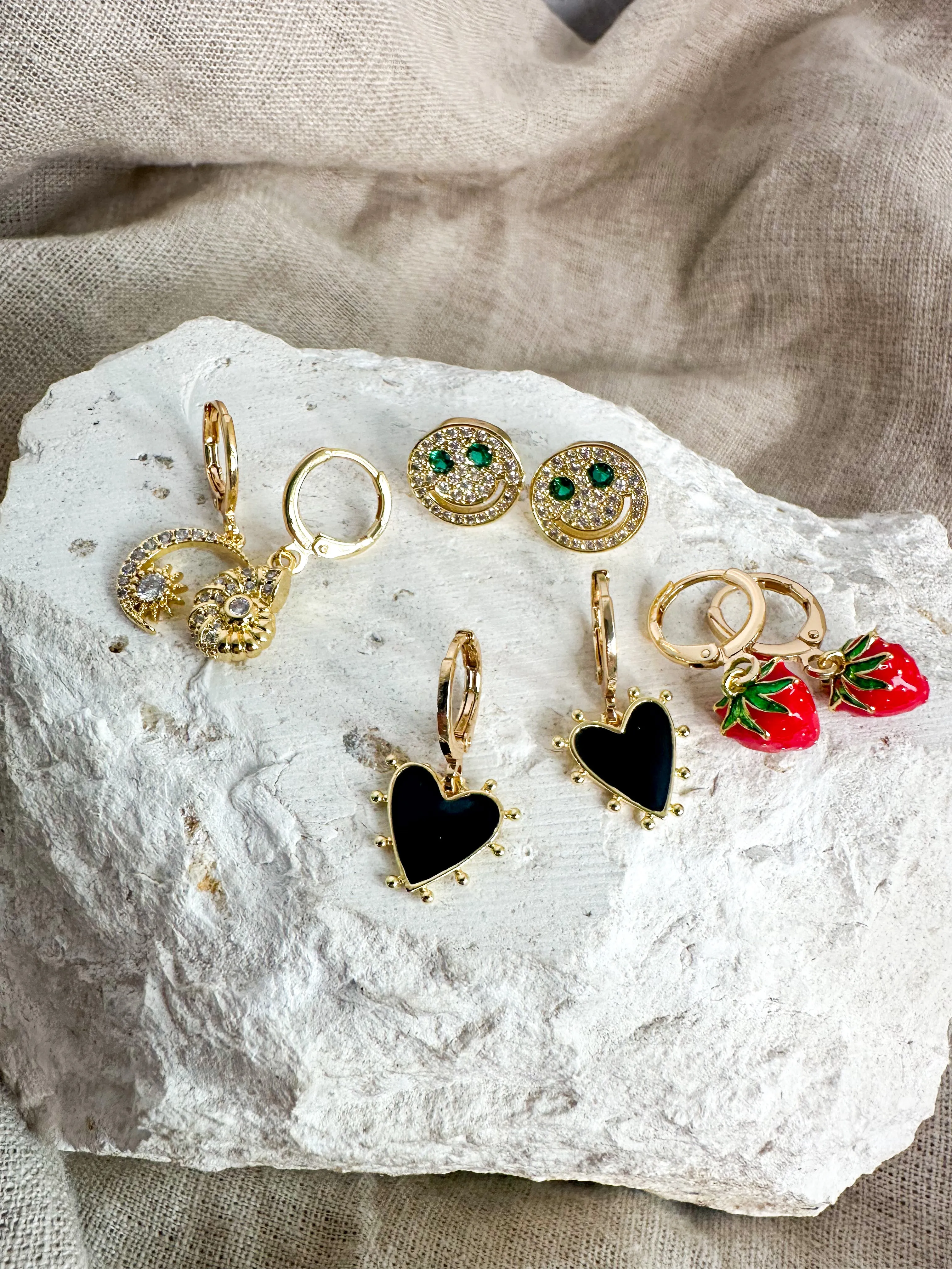 Midnight Heart Hoop Earrings