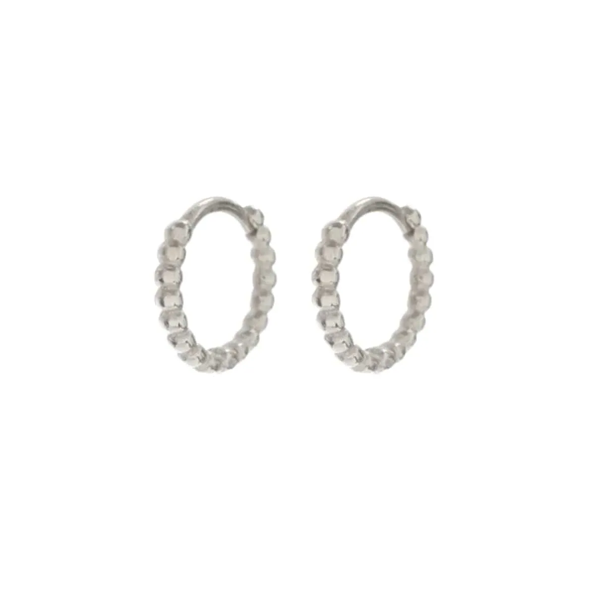 Mini Continuous Beaded Huggies (Silver)