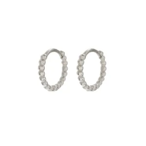 Mini Continuous Beaded Huggies (Silver)