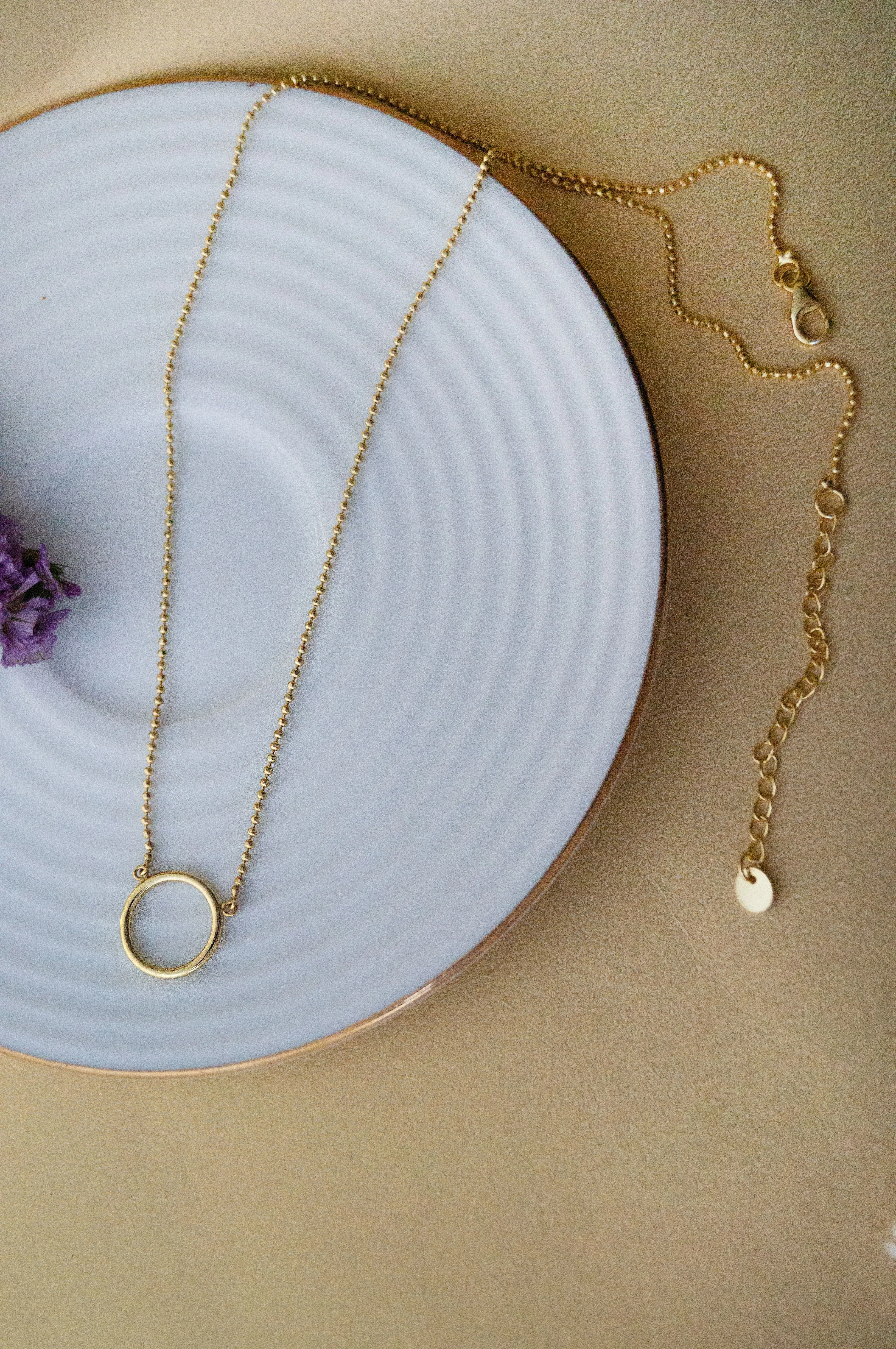 Minimal Circle Gold Plated Sterling Silver Chain Necklace