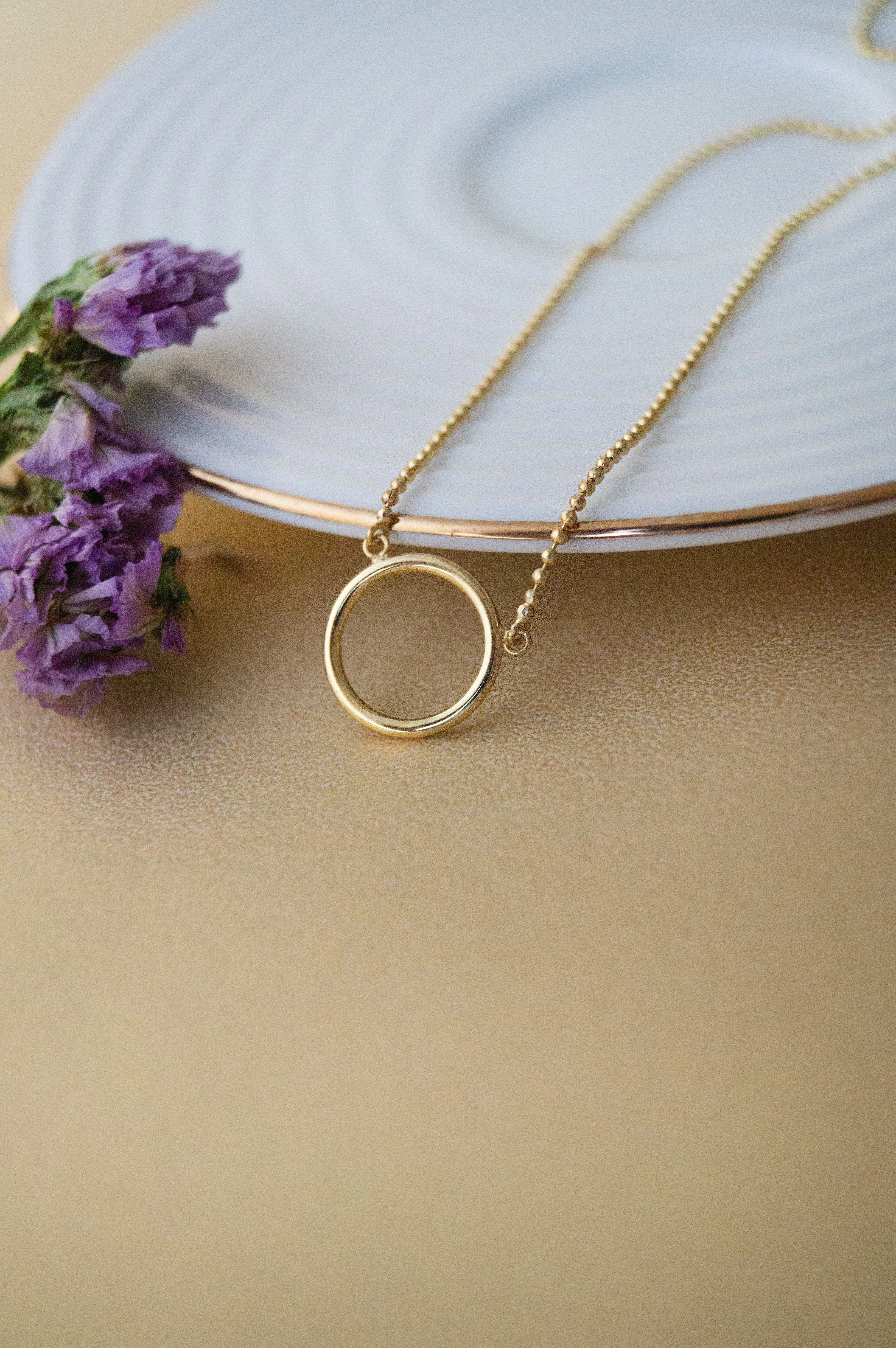 Minimal Circle Gold Plated Sterling Silver Chain Necklace