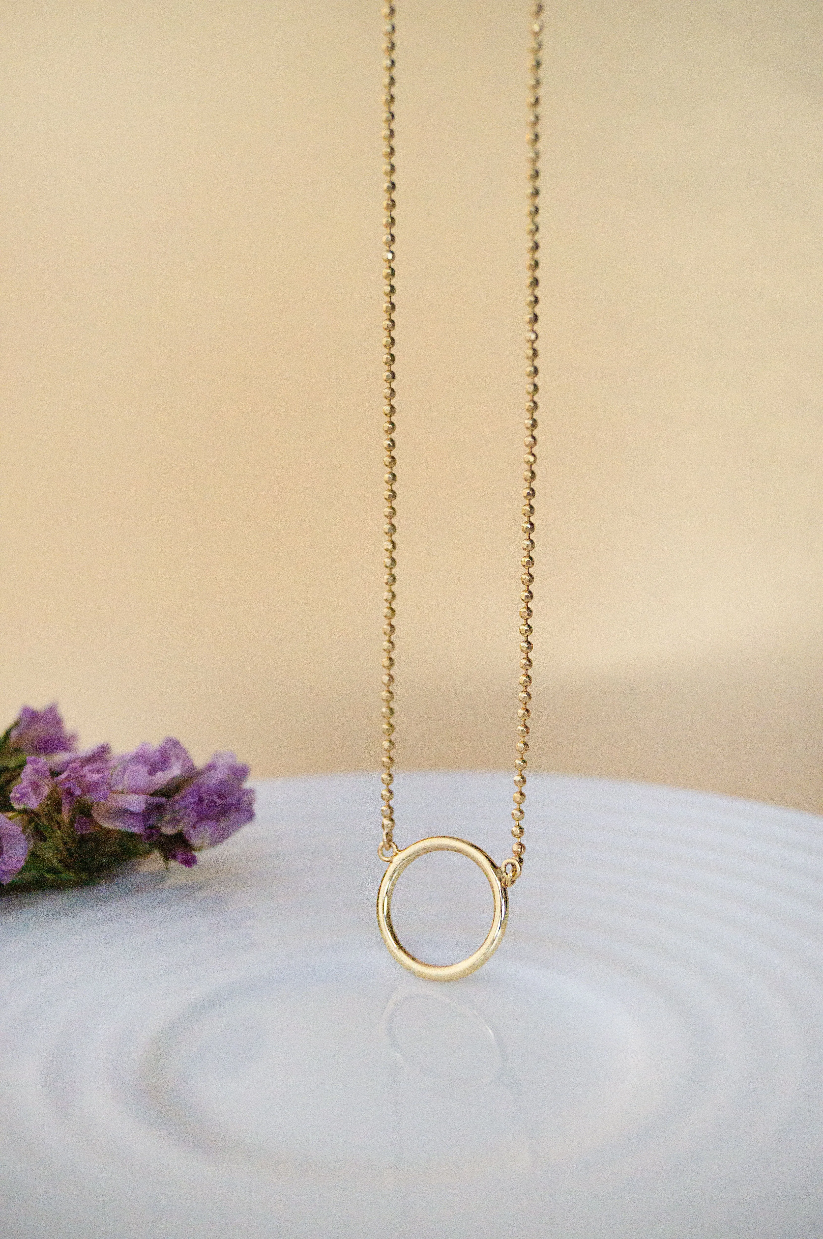Minimal Circle Gold Plated Sterling Silver Chain Necklace