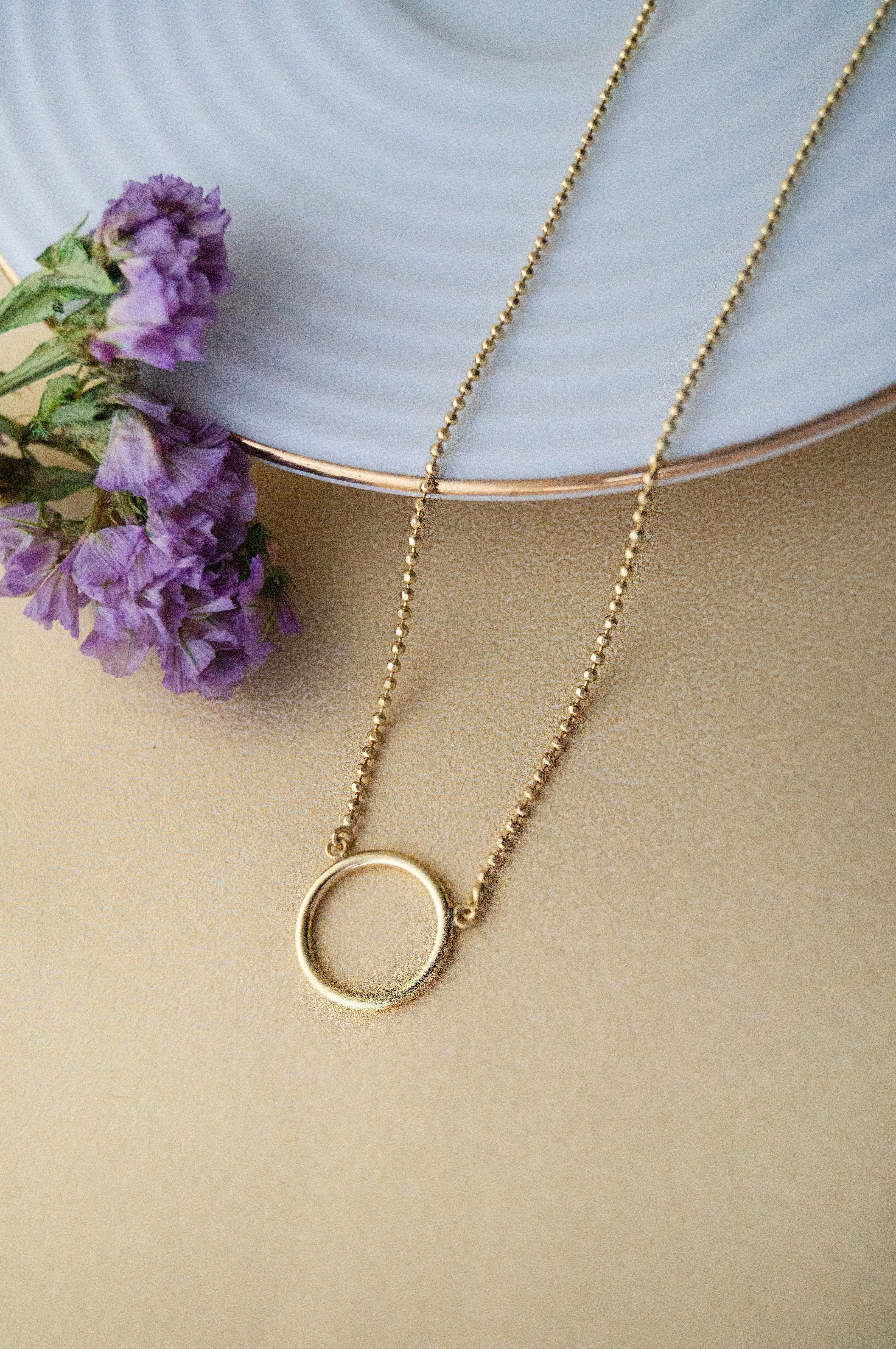 Minimal Circle Gold Plated Sterling Silver Chain Necklace