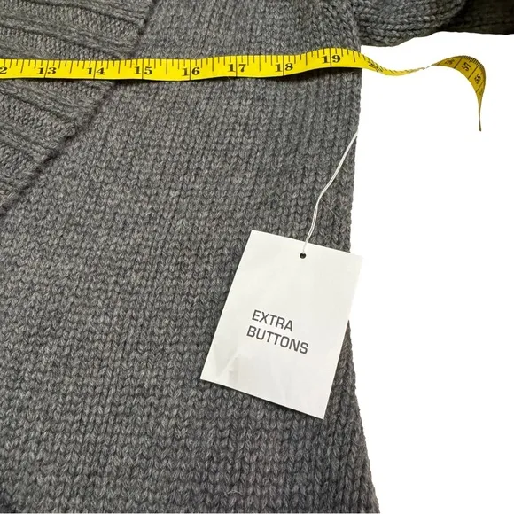 Moda International Gray Sweater Size Medium  Wrap Buckle Shawl Collar Ribbed NWT