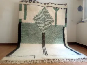 modern rug Hand woven rug, Azilal Berber style - Green Rug Pattern Morocco