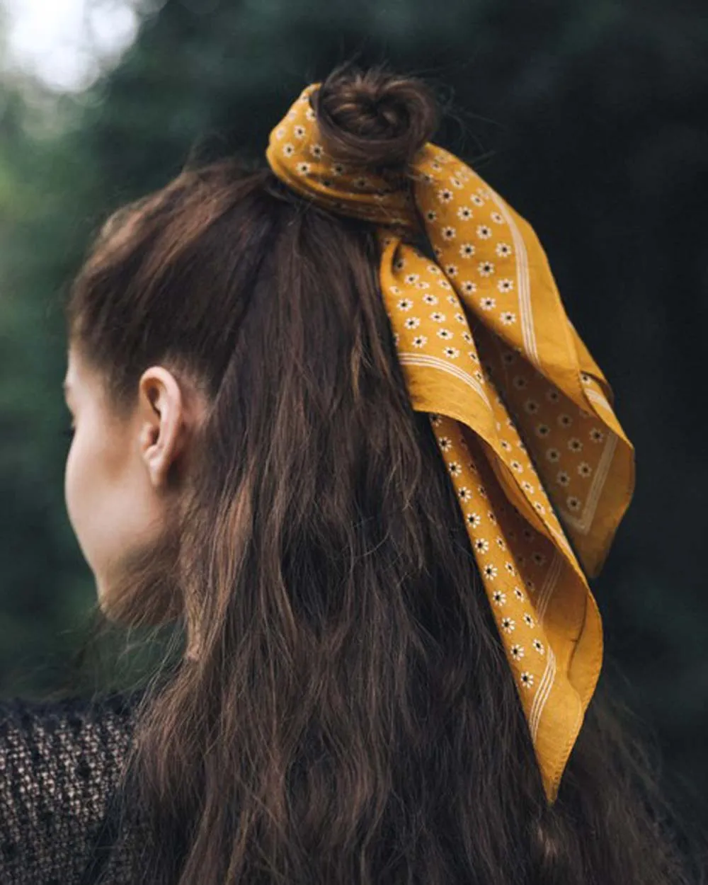 Moon Flower Bandanna in Mustard