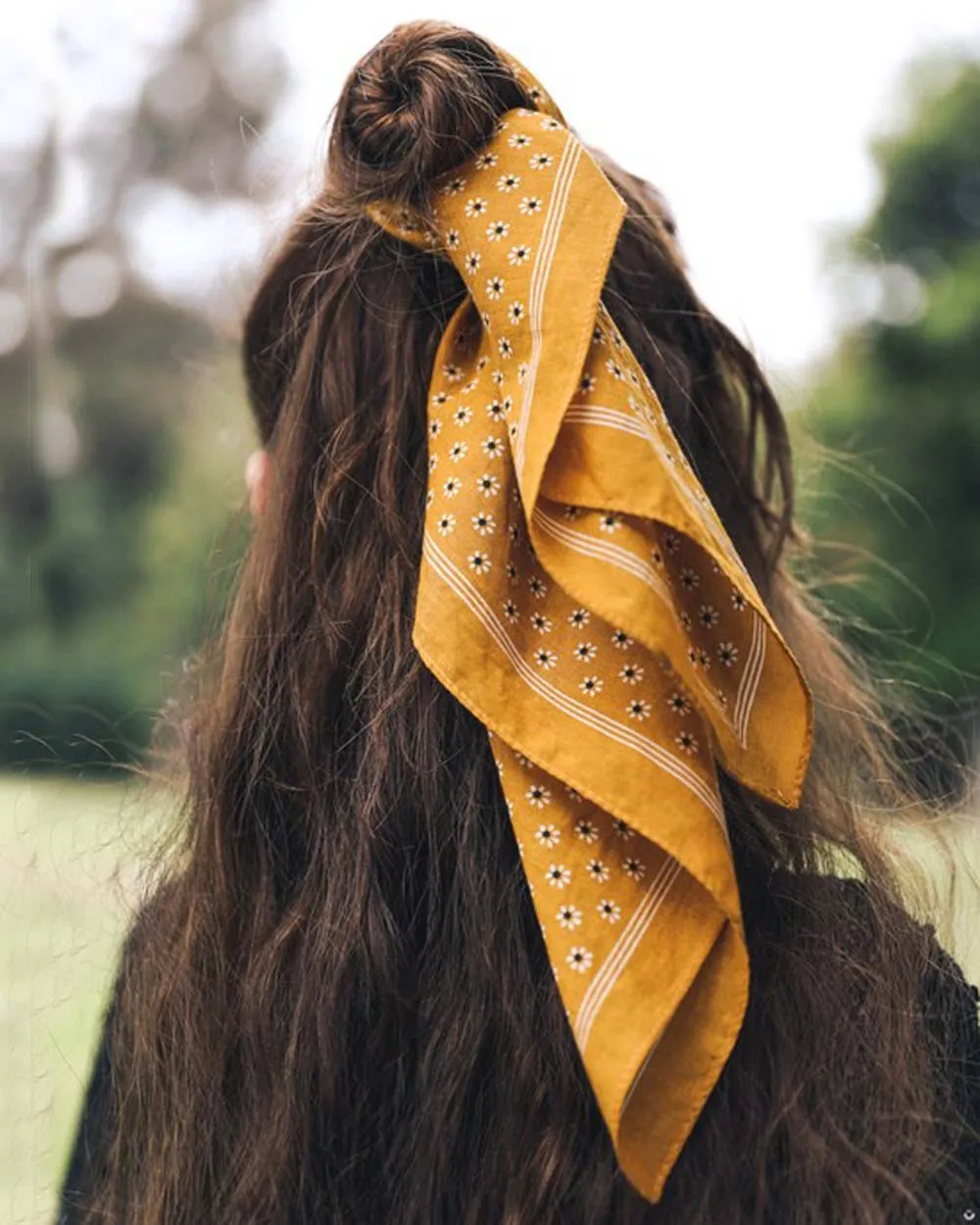 Moon Flower Bandanna in Mustard