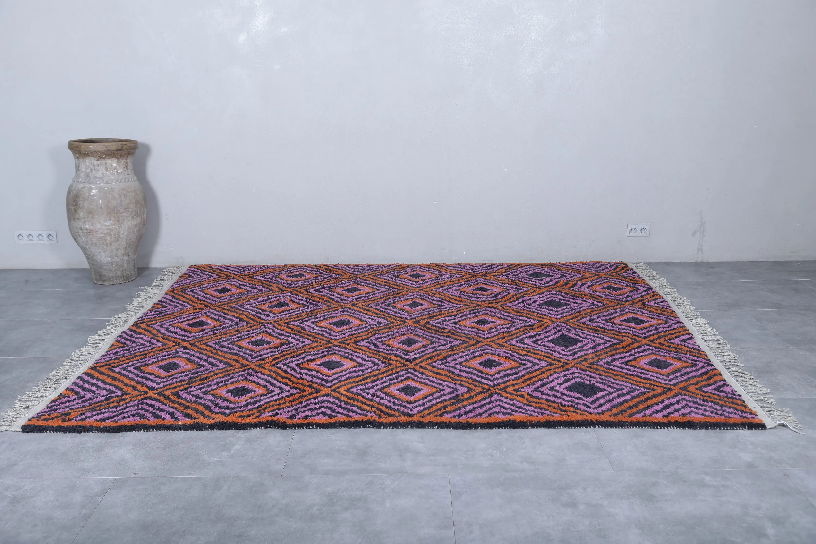 Moroccan Berber Rug - Handwoven 8.1 x 10.2 Feet | Vibrant Geometric Design
